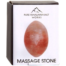 Pure Himalayan Salt Works Oval Massage Stone, Pink Crystal Hand-Carved Stone for Massage Therapy, Deodorant and Salt, Pack of 1