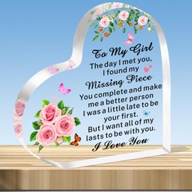 JMIMO Girlfriend Gifts Romantic Birthday Anniversary Valentines Love Gifts for Her Girlfriend Wife Heart Shaped Acrylic Keepsake for Girlfriend