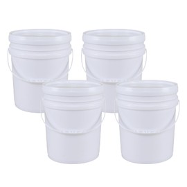 Farmoon 6.6 Gallon Plastic Buckets with Sealable Lids, 4 Pack White Round Plasitc Pails