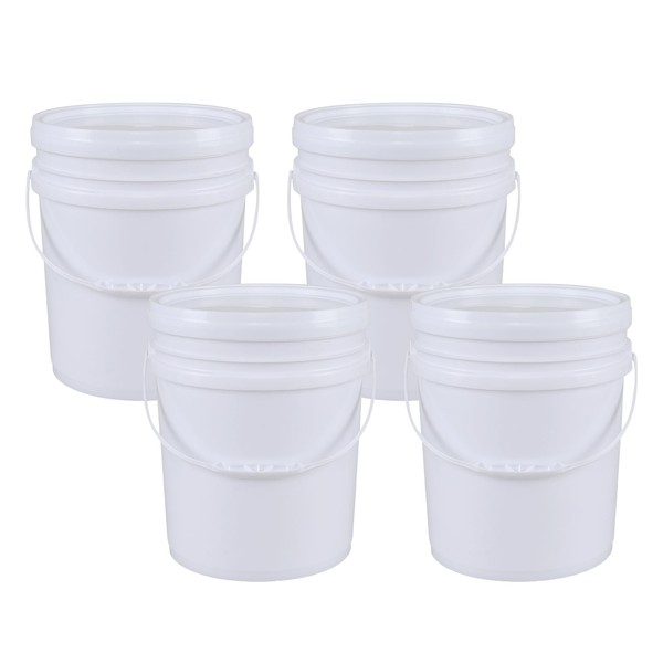 Farmoon 6.6 Gallon Plastic Buckets with Sealable Lids, 4 Pack