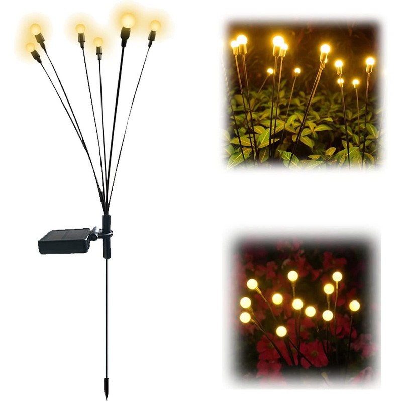 Solar firefly warm light 6-head ground lamp 4 packs Fireflies