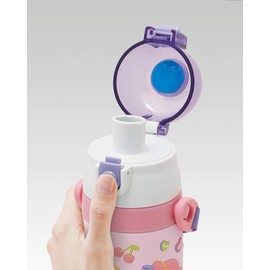 Skater SDPV5-A Children's Stainless Steel Water Bottle, Direct Drinking, 16.2 fl oz (480 ml), Happy & Smile, Lightweight Type, For Girls, Cold Insulation, 3D Printed Water Bottle, Sports Bottle, Cute,