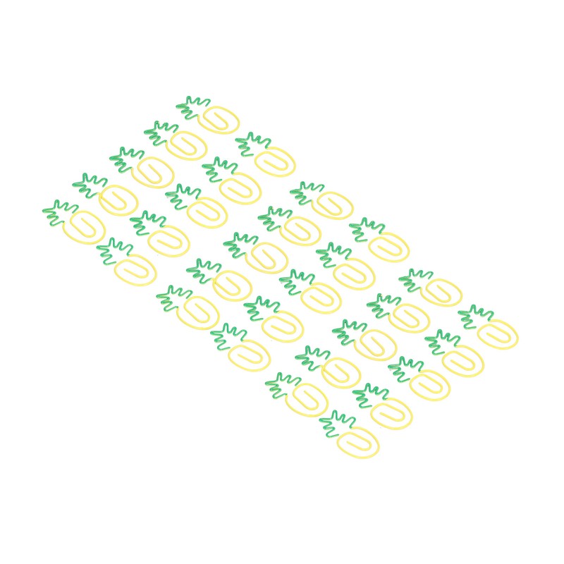 100pcs Metallic Paper Clips Green Yellow Ananas Shape Electroplating Process