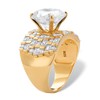 18k Gold over Sterling Silver Round and Baguette Cubic Zirconia