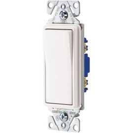 EATON Wiring 7501W-L 15-Amp, 120-Volt Standard Grade Single Pole Decorator Switch, White