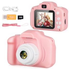Kids Camera for Girls, Christmas Birthday Gifts for Boys/Girls, HD Digital Video Camera for 3 4 5 6 7 8 9 Year Old Kids with 32GB SD Card