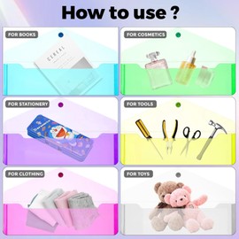 KOOSREEL 24 Pack A4 Document Wallets File Folder 6 Clear PVC Colors Closure Closure Bag with Flap Closure and Label for Office Travel Accessories