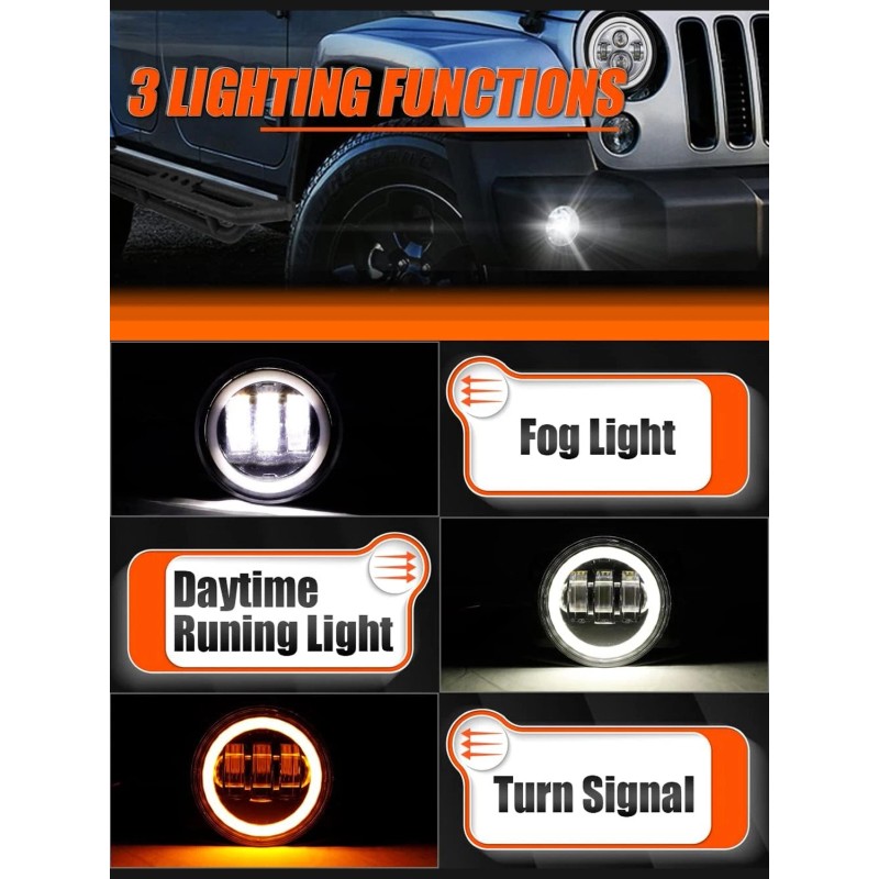 Nartoup for Freightliner Coronado 7inch Round LED Headlights + 4inch