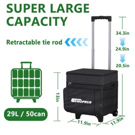 Cooler with Wheels and Handle, 50 Can Rolling Cooler, Portable Collapsible Soft Cooler Bag with Wheels, Leakproof Insulated Wheeled Cooler for Beach, Camping, Patio Travel, Outdoor, Ball Fields