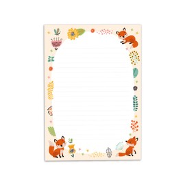 Letter Pad with Envelope for Kids Fox Animals Stationery Set for Girls (A5 Pad with 25 Sheets + 15 Envelopes)