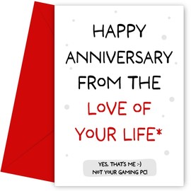 Hey Chimp Funny Anniversary Card for Love of Your Life - Not Your Gaming PC - Suitable for Husband, Boyfriend, Wife or Girlfriend that's a Gaming PC Lover
