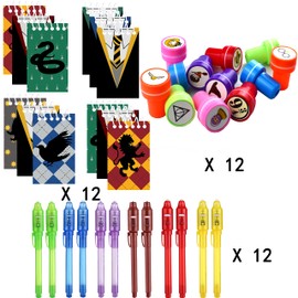 jiaoohoo Harry Pot Guest Gifts Birthday Party Bag Children's Birthday Girl Boy 12 UV Pens 12 Small Notebook 12 Stamps Children Advent Calendar Contents and Small Mini Gifts