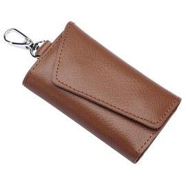KASSAI Genuine Leather Key Case, 6 Rows Ring, Trifold, Men's, Women's, Unisex, Braun