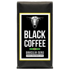Black Coffee - Brasilia Nero | Whole Coffee Beans Extra Strong | 100% Arabica from Brazil | Lots of Caffeine | Very Dark Drum Roasting in Mini Bins | 400 g