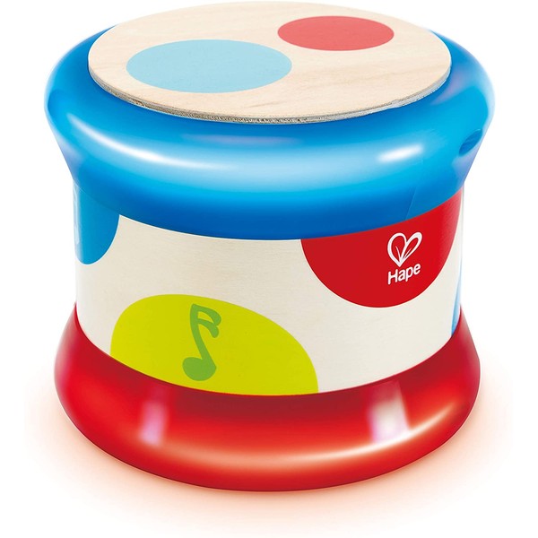 Hape Baby Drum | Colorful Rolling Drum Musical Instrument Toy for Toddlers, Rhythm & Sound Learning, Battery Powered (E0333)
