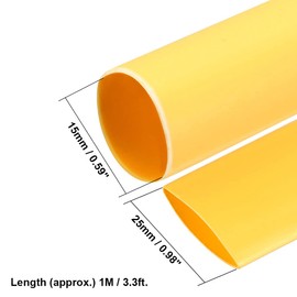 sourcing map Heat Shrink Tubing 25mm Flat Width 1m 2:1 Heat Shrink Tube Wire Wrap Yellow