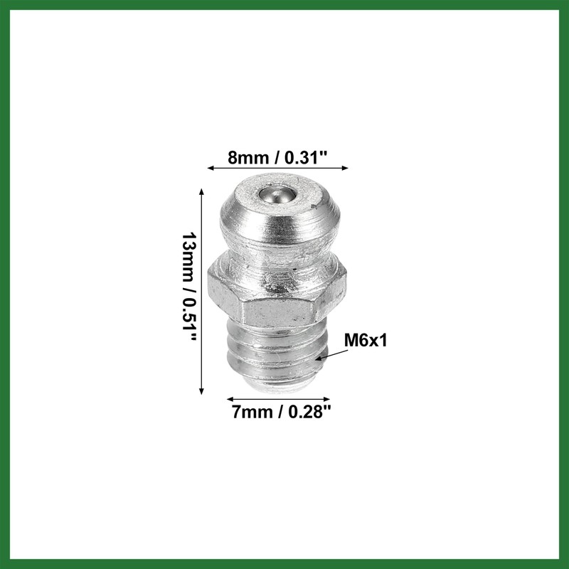 Motoforti 100 Pcs M6x1 Grease Nipple Fitting Straight 180 Degree