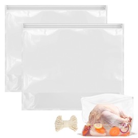FOREST BREATHING Brining Bags for Turkey, 26"×22", 2 Pack Large Brining Bags for Turkey with 10m Cotton Strings, Holds up to 35lbs, Double Zippers Seal Heavy Duty Turkey Brine Bags for Beef, Lamb ...