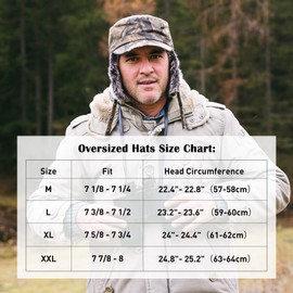 L Winter Camo Trapper Hat Baseball Cap for Large Big Head Men Women with Faux Fur Earflaps Quilted Lined Ear Protection Cold Weather Camouflage