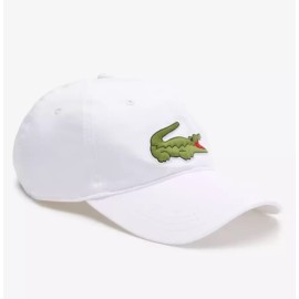 Lacoste Big Front Croc Solid Cotton Crocodile Badge Baseball Hat Cap $65 White