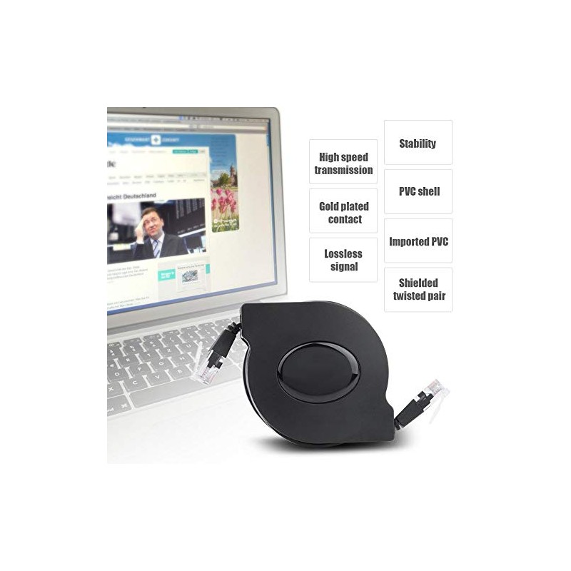 Cable retr¨¢ctil ajustable Cat-6 10 Gigabit Ethernet ultra plano retr¨¢ctil