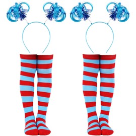 Matiniy 4Pcs Blue Costume Set for Kid Include Blue Ponytail Headband Socks for Cosplay Party Accessory Supplies (Light Blue)