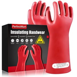 Guantes aislantes para trabajo eléctrico de alto voltaje de 1,8 mm de grosor, guantes protectores resistentes a cortes y puñaladas, 12 kVAC/22 kVDC Max Red Rubber Aislante Handwear para trabajadores