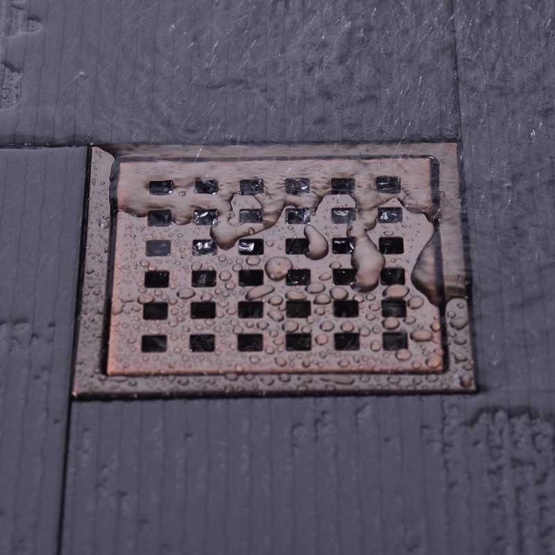 Square Shower Drain 4 inch, Nicmondo 304 Stainless Steel Point