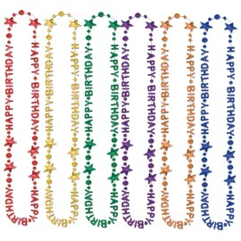 Happy Birthday Beads-Of-Expression (asstd B/G/GD/O/PL/R) Party Accessory  (1 count) (1/Card)