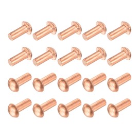 sourcing map 100 Pcs 13/64" x 15/32" Round Head Copper Solid Rivets Fasteners