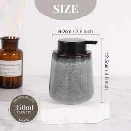 Autumnlife Ceramic Soap Dispenser - 12 oz Refillable Hand Lotion Dispenser Bathroom, Modern Liquid Dispenser with Pump, Dish Soap Dispenser for Kitchen, Bathroom - White