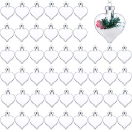Zhehao 36 Pack Clear Heart Plastic Fillable Ornament Ball Christmas Ornament for DIY Craft Christmas Tree Decorations Fillable Baubles Ornaments for Xmas Tree Hanging Decor Wedding Party (2.36 Inch)
