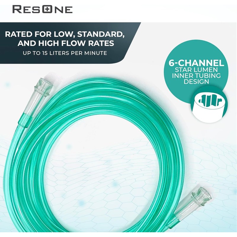 ResOne 5pk 50Ft Oxygen Supply Tubing, Crush Resistant, Standard Connectors