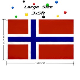 3x5 Ft (90 X 150cm) Norwegian Flag Large Flag of Norway with 2 Brass Grommets Norwegian National Flag Party Festival Procession Celebration Sport Activities Garden Home Indoor Outdoor Decoration