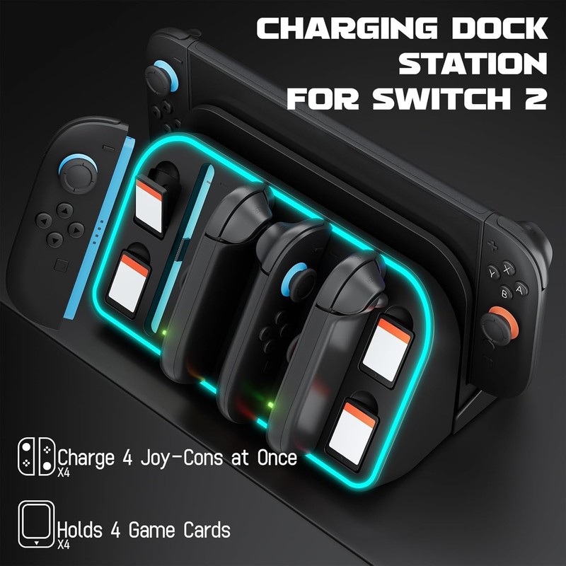 Switch 2 Wall Stand/RGB Lighted World Mount / 4 Joy-Con