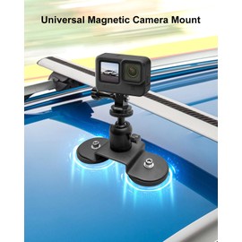 Heavy-Duty Magnetic Car Camera Mount, Compatible with Universal GoPro Mount for Hero 9/8/7/6/5 with Rotating Ball Head