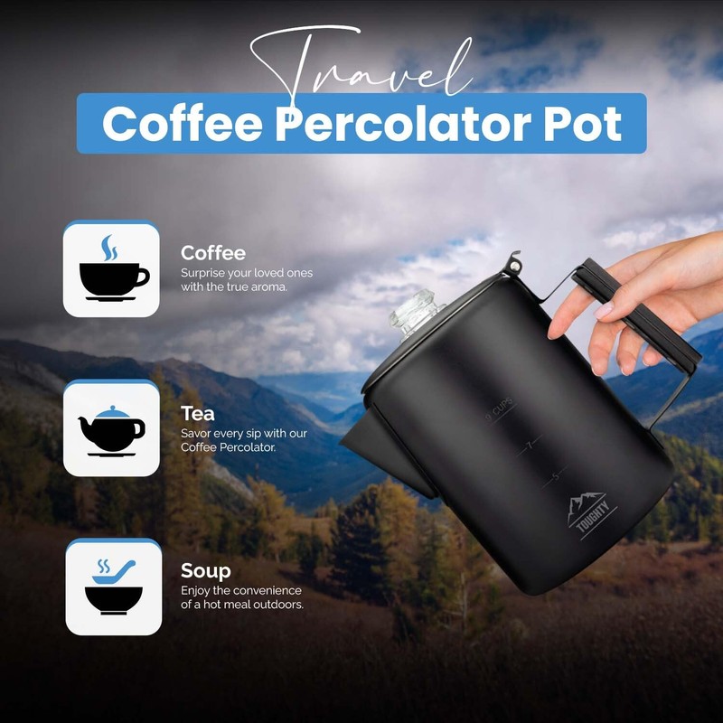 Toughty Yosemite Percolator Coffee Pot – Classic Stovetop Coffee Maker