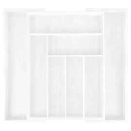 Masirs Expandable Bamboo Kitchen Drawer Organizer - Adjusts To Drawer Size - Bamboo Silverware Drawer Organizer - Utensil Drawer Organizer - Drawer Organizer For Kitchen & Office - Bamboo Organizer