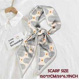 Zewurtuw Scarf Silk Feeling Hair Head Long Neck Satin Fashion Scarfs for Bag Decoration Women Girls Cute Aesthetic 59 * 6.7”-Red Dot Arc