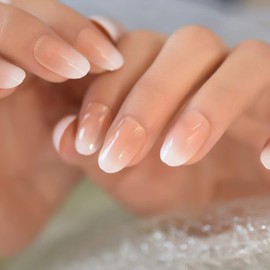 Coolnail Daily Oval French False Nails Natural 24pcs Medium French Press On Nails Artificial Decoration Glamour Fake Nail Art