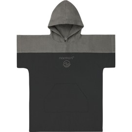 Children's Bath Poncho Made of Waffle Pique 100% Bamboo Viscose - Towel Poncho with Hood Lightweight and Compact - Surfer Poncho Made in Europe, black