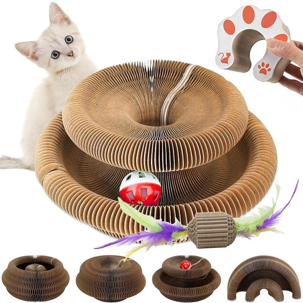 2-in-1 Magic Organ Cat Scratching Board with Bell, Foldable Interactive