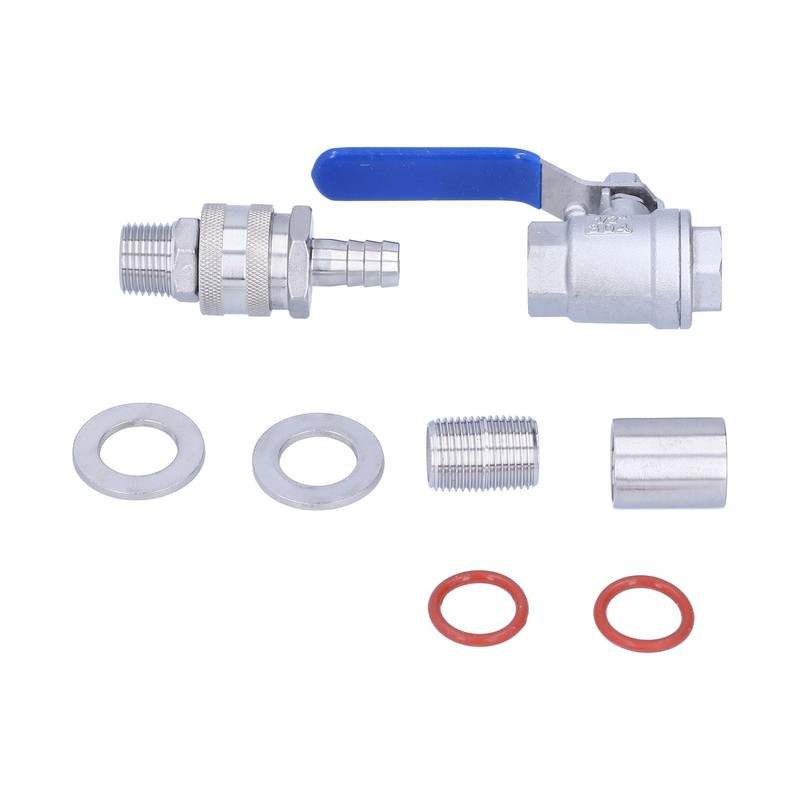 Weldless Kettle Valve Kit 1/2in BSP Ball Valve Quick Connector