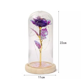 Unbranded Everlasting 1pc blue Rose Flower In Glass LED Light holiday Gift Decor table