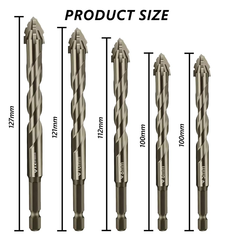 10Pcs Four Blade Serrated Eccentric Dill Bit Kit, Serrated Carbide