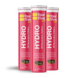 fourfive Hydrate Electrolytes - Essential Electrolytes & Vitamins with Magnesium & Calcium for Sports Hydration, Vegan & Low Calorie, Berry Flavour (60 Effervescent Tablets)