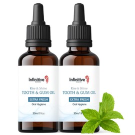 Infinitive Beauty Tooth & Gum Oil Twin Pack (30ml x2) – Extra Strength 100% Botanical Oils for Gum Disease Support, Gingivitis Relief & Bad Breath – Almond, Peppermint, Spearmint & Clove