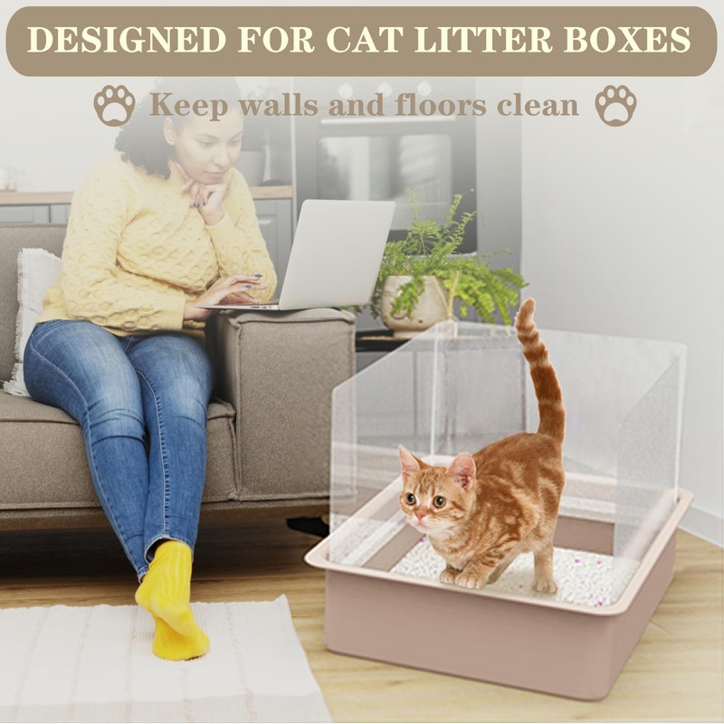 QNBCAA 3Pcs Cat Litter Box Pee Shields - Open Top