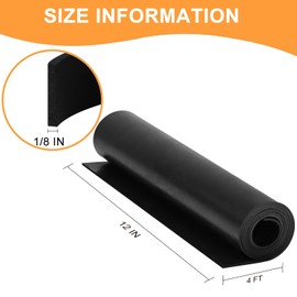 VUAOHIY Neoprene Rubber Sheet, Solid Rubber Seal Strips for DIY Gasket Materials, Oil-Resistance, Sound Reduce and Anti-Slip for Flooring, Pads, Bumpers, Supports(12In x 1/8In x 4Ft)