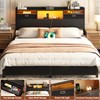Unikito Queen Headboard with Drawer Storage & LED Lights, Wood